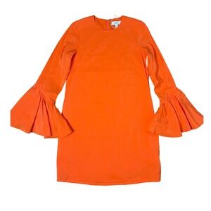 COS Women Orange Bell Sleeve Shift Dress Pockets Mini Size 4